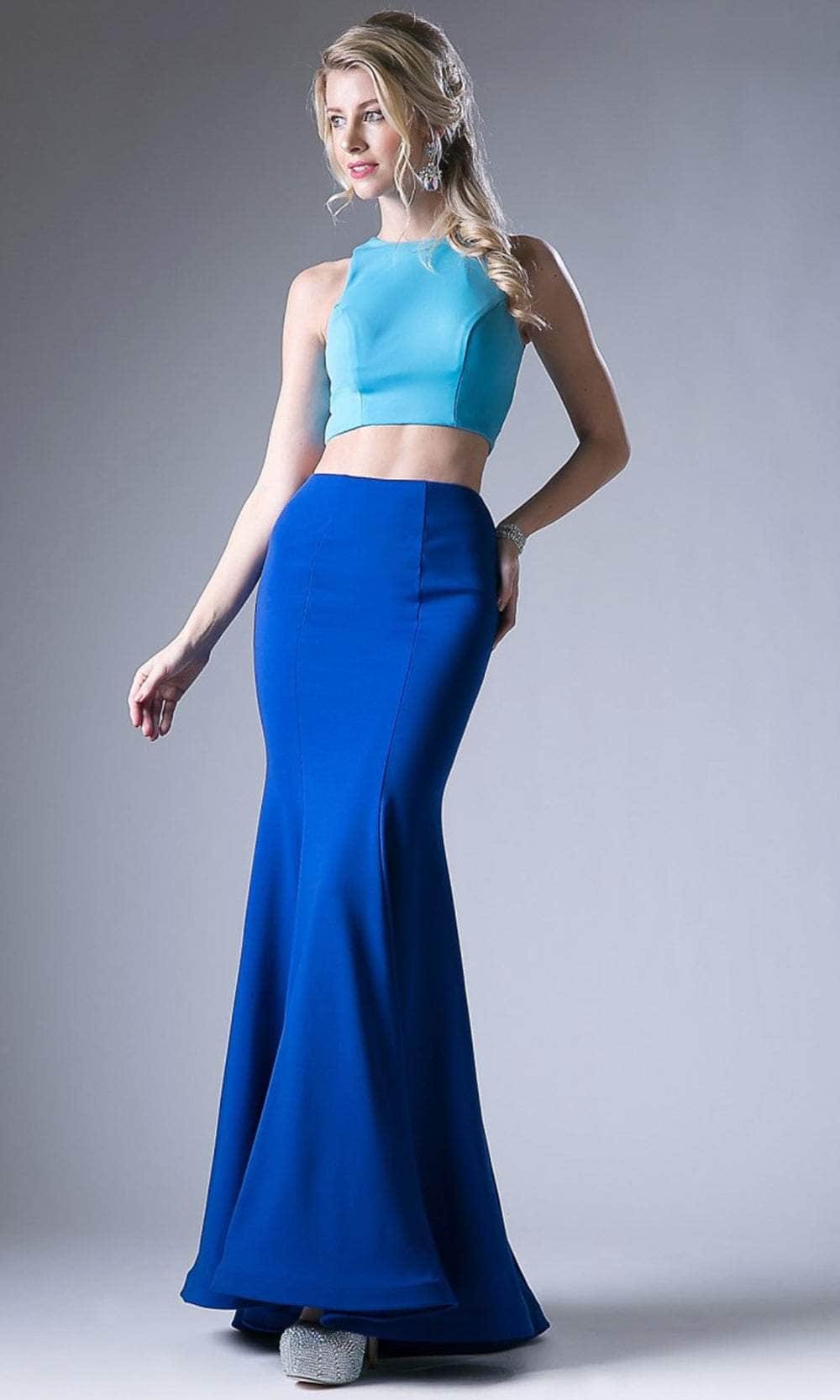 Cinderella Divine CF117 - Two Piece Mermaid Unembellished Gown - designer evening gown at Silhouette Dresses