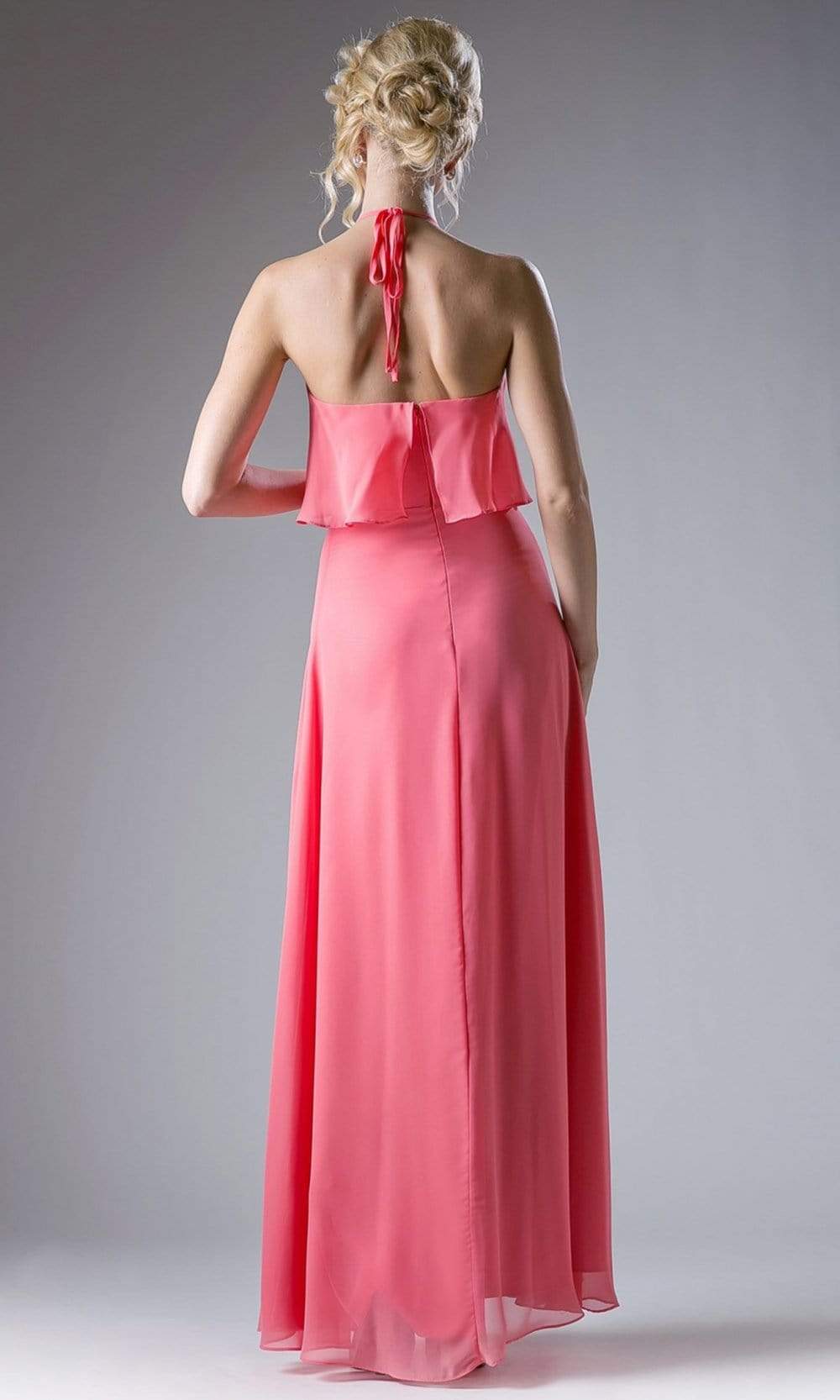 Cinderella Divine - CF130 Flounce Halter Style Chiffon A Line Dress - view 5