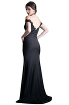 Cinderella Divine - CF158 Stretch Crepe Satin Off Shoulder Gown - detail view