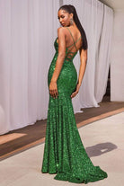 Cinderella Divine CH066 - Sleeveless Sequin Embellished Prom Gown - detail view