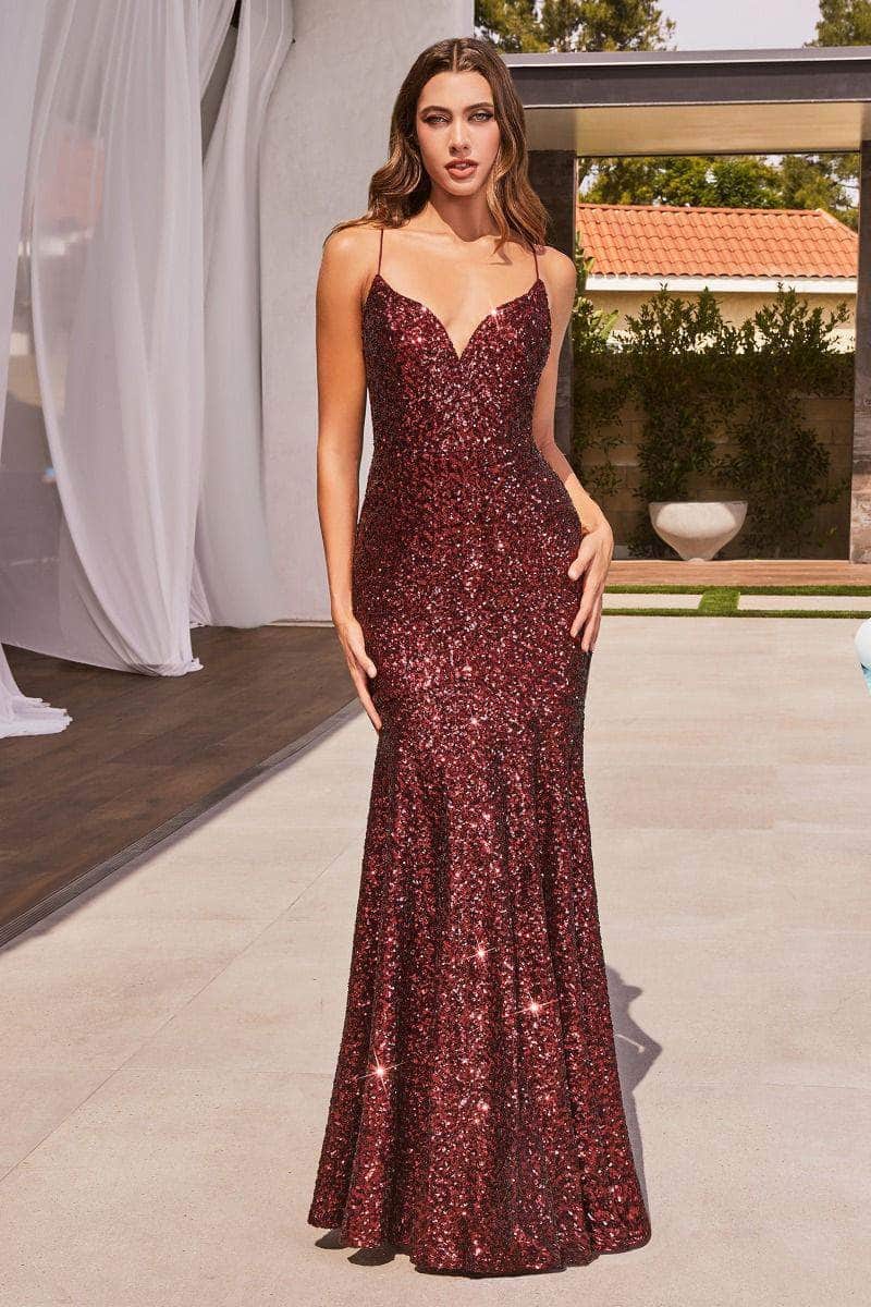 Cinderella Divine CH066 - Sleeveless Sequin Embellished Prom Gown - view 5
