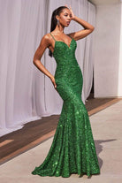 Cinderella Divine CH066 - Sleeveless Sequin Embellished Prom Gown - back view