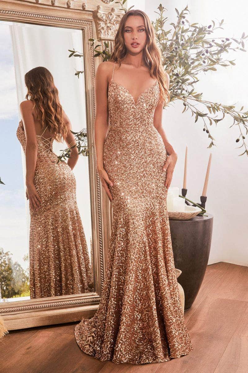 Cinderella Divine CH066 - Sleeveless Sequin Embellished Prom Gown - view 4