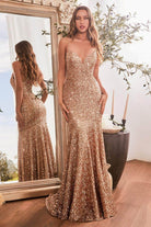 Cinderella Divine CH066 - Sleeveless Sequin Embellished Prom Gown - view 4