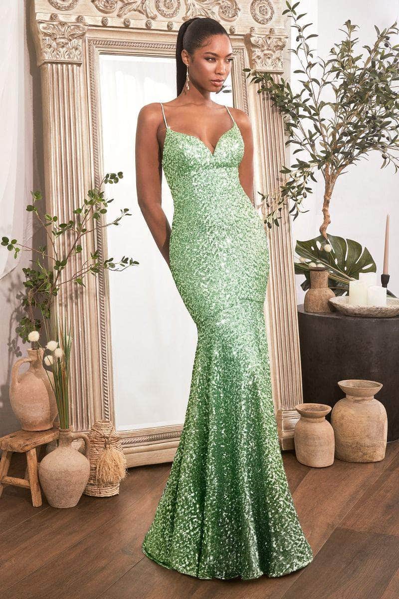 Cinderella Divine CH066 - Sleeveless Sequin Embellished Prom Gown - view 6