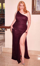 Cinderella Divine CH077 - Sequin Gown with One Shoulder Design - view 12