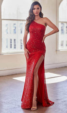 Cinderella Divine CH077 - Sequin Gown with One Shoulder Design - view 5