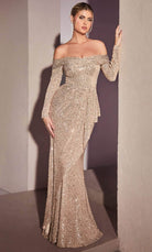 Cinderella Divine CH135 - Off-Shoulder Crisscross Evening Gown