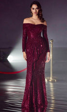 Cinderella Divine CH135 - Off-Shoulder Crisscross Evening Gown