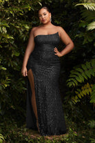 Cinderella Divine - CH165C Sleeveless Plus size Sequin Gown - back view
