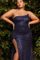 Cinderella Divine - CH165C Sleeveless Plus size Sequin Gown - designer prom dress at Silhouette Dresses