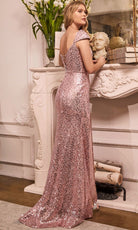 Cinderella Divine CH171 - Cap Sleeve Sequin Prom Dress