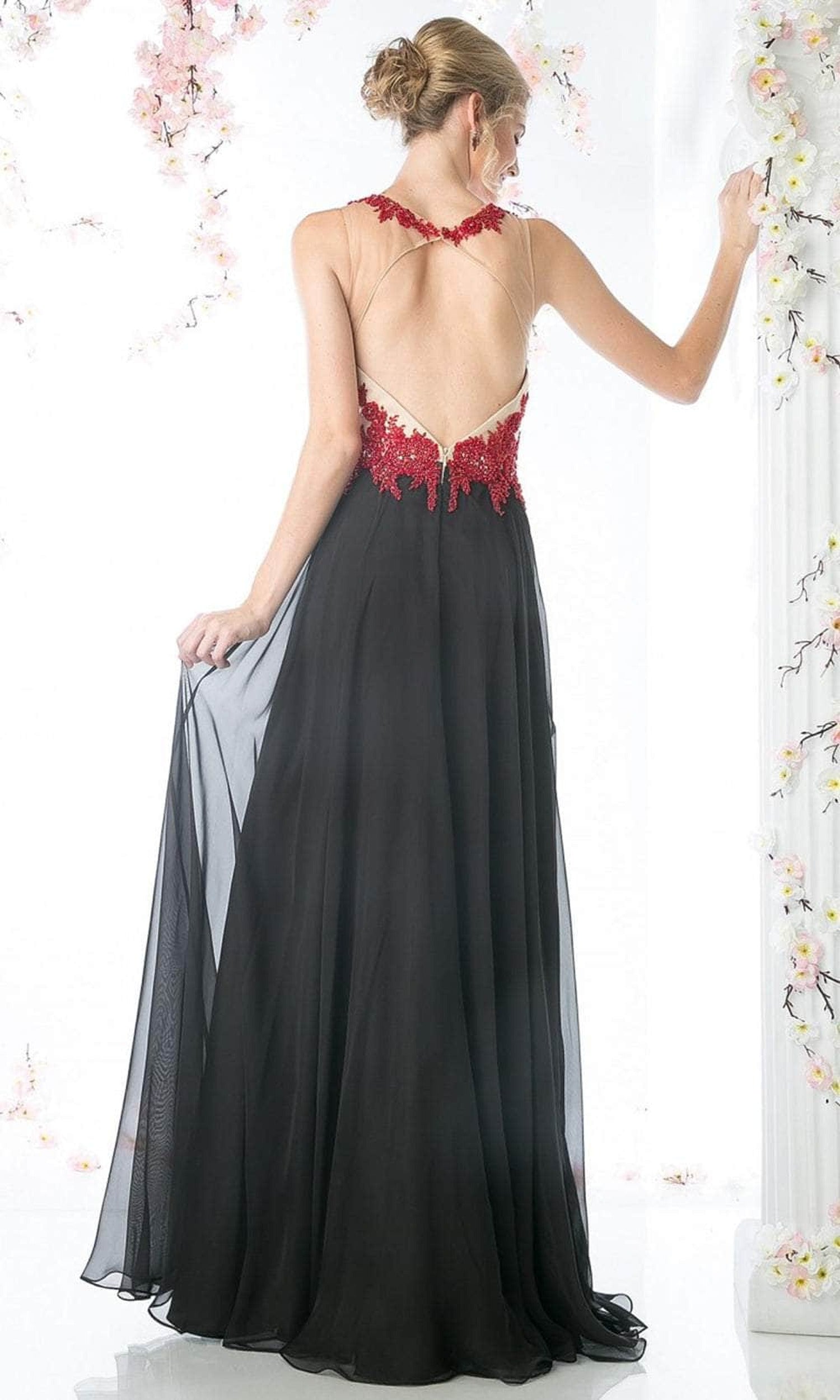Cinderella Divine CJ111 - Embroidered Lace Chiffon A-line Dress