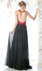 Cinderella Divine CJ111 - Embroidered Lace Chiffon A-line Dress - back view