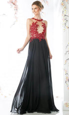 Cinderella Divine CJ111 - Embroidered Lace Chiffon A-line Dress - designer evening gown at Silhouette Dresses