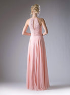 Cinderella Divine - CJ228 High Halter Lace Bodice A-Line Evening Gown - view 9