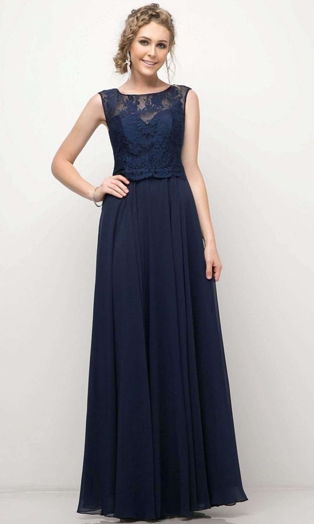 Cinderella Divine CJ245 - Illusion Jewel Chiffon Smooth Dress - back view