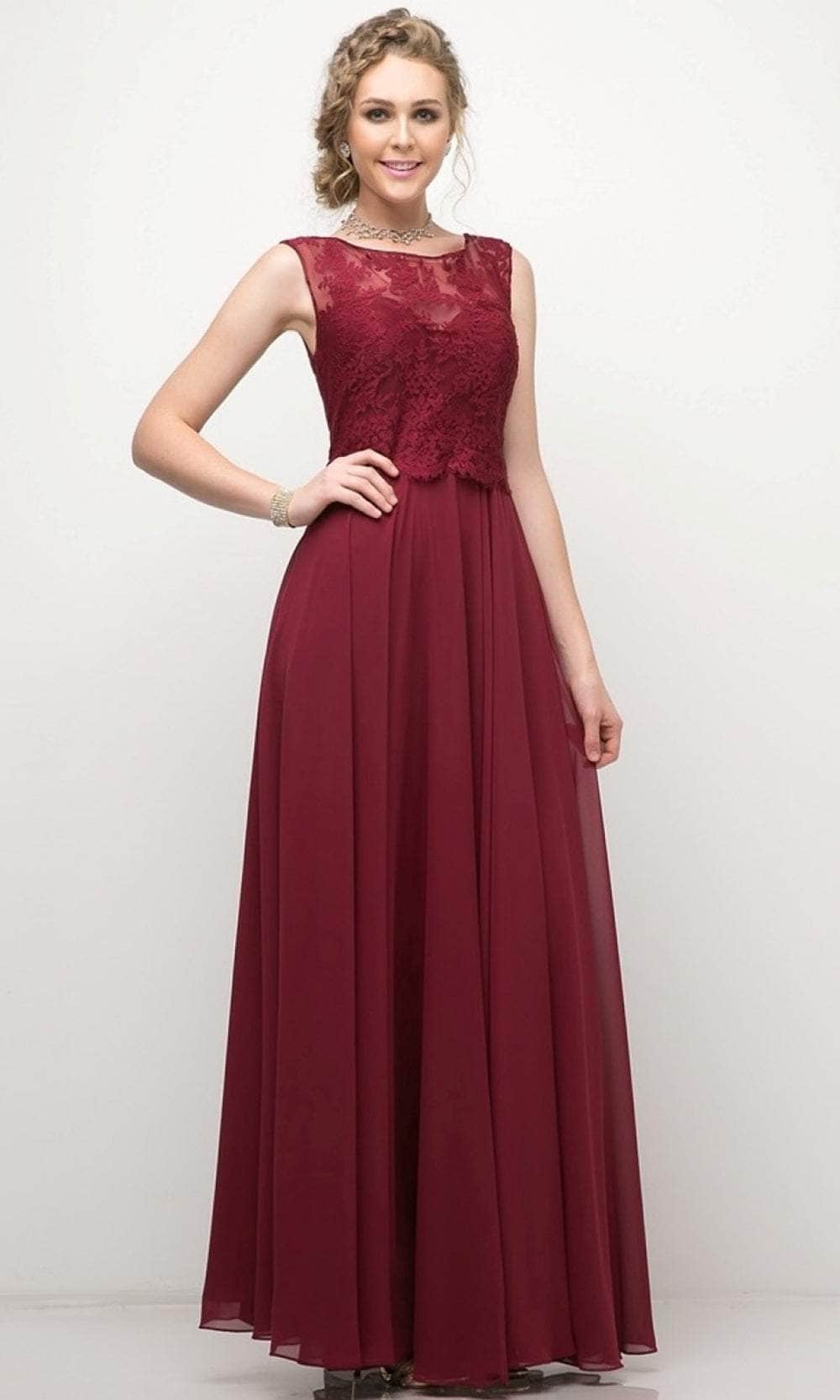 Cinderella Divine CJ245 - Illusion Jewel Chiffon Smooth Dress - designer evening gown at Silhouette Dresses