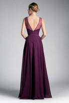 Cinderella Divine - CJ251 Illusion Neckline A-Line Chiffon Dress