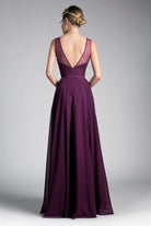 Cinderella Divine - CJ251 Illusion Neckline A-Line Chiffon Dress - view 4