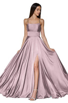 Cinderella Divine - CJ527 Long Crisscross Back Satin A-Line Dress - designer bridesmaid dress at Silhouette Dresses