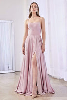 Cinderella Divine - CJ527 Long Crisscross Back Satin A-Line Dress - view 4