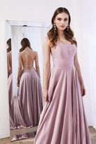 Cinderella Divine - CJ527 Long Crisscross Back Satin A-Line Dress - view 5