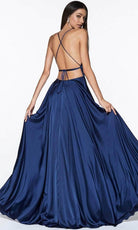 Cinderella Divine - CJ527 Long Crisscross Back Satin A-Line Dress - detail view