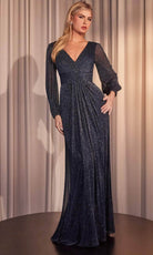 Cinderella Divine CK2141 - Gliiter Bishop Sleeve Prom Dress - view 4