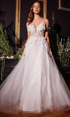 Cinderella Divine CM321W - Sleeveless Bridal Gown with Floral Details - Silhouette Dresses