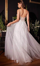 Cinderella Divine CM321W - Sleeveless Bridal Gown with Floral Details - back view