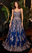 Cinderella Divine CM323 - Scoop Glitter Embroidered Prom Gown - designer prom dress at Silhouette Dresses