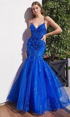 Cinderella Divine CM328 - Embellished Prom Dress with Lace-Up Back - back view