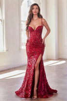 Cinderella Divine CM334 - Sheath Dress with Beaded Embellishments - view 10