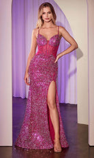 Ladivine CM370B - Rhinestone Sheath Prom Gown