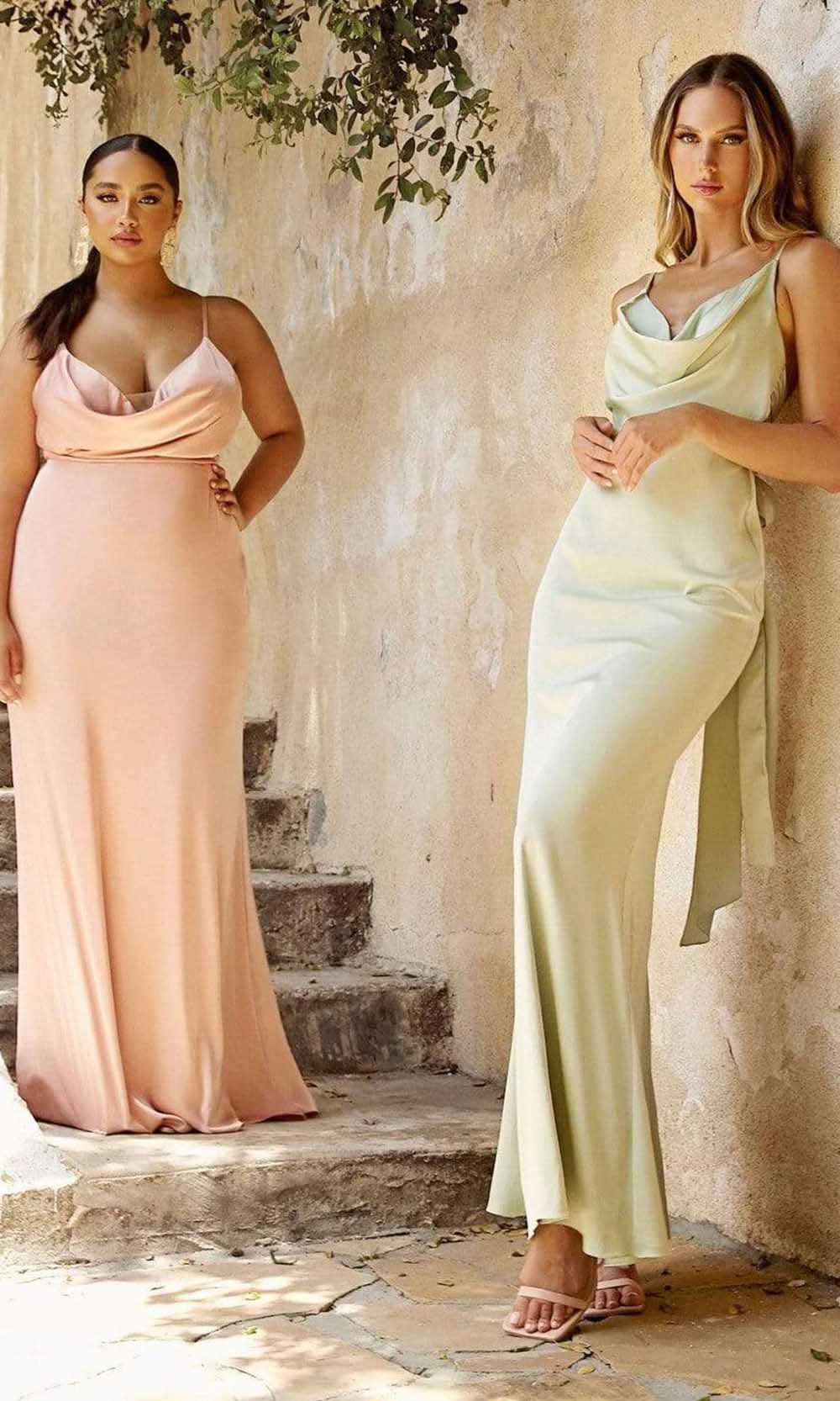 Cinderella Divine - Cowl Neck Sheath Evening Gown 7487 - designer bridesmaid dress at Silhouette Dresses