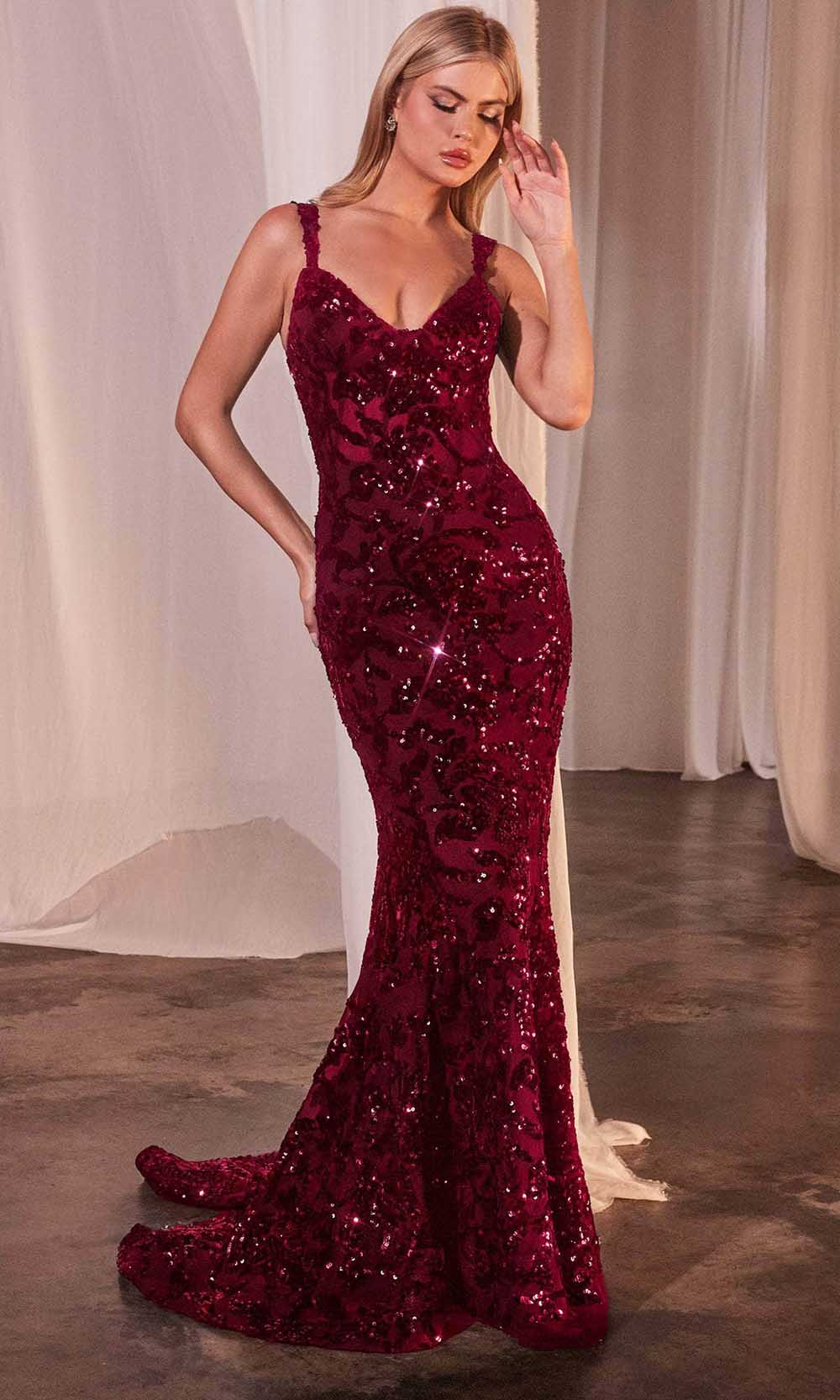 Cinderella Divine CR381 - Sequin Velvet Formal Gowns - detail view