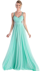 Cinderella Divine - Crisscrossed Ornate Illusion Panel Gown - designer bridesmaid dress at Silhouette Dresses
