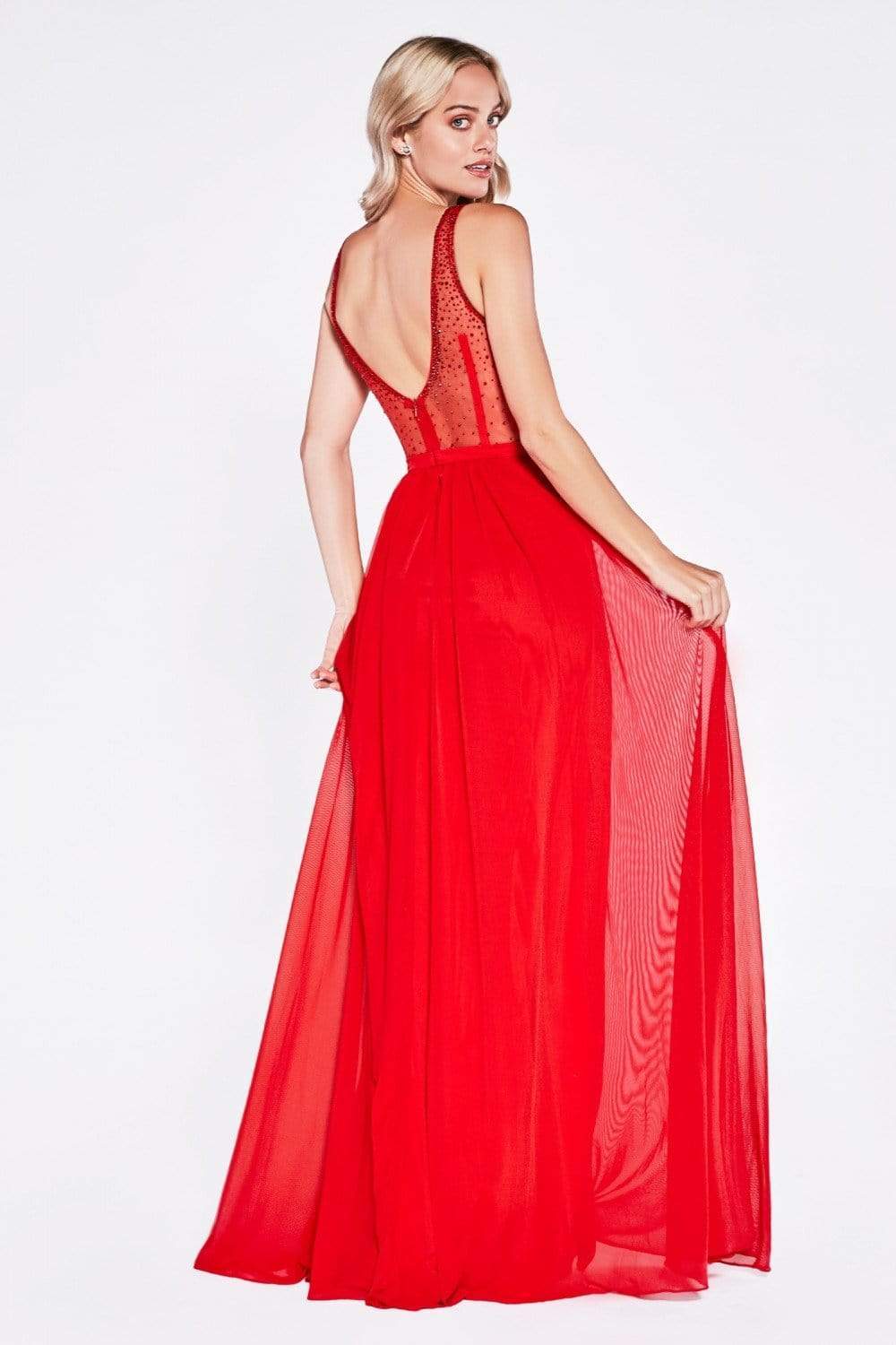 Cinderella Divine - Crisscrossed Ornate Illusion Panel Gown - view 4
