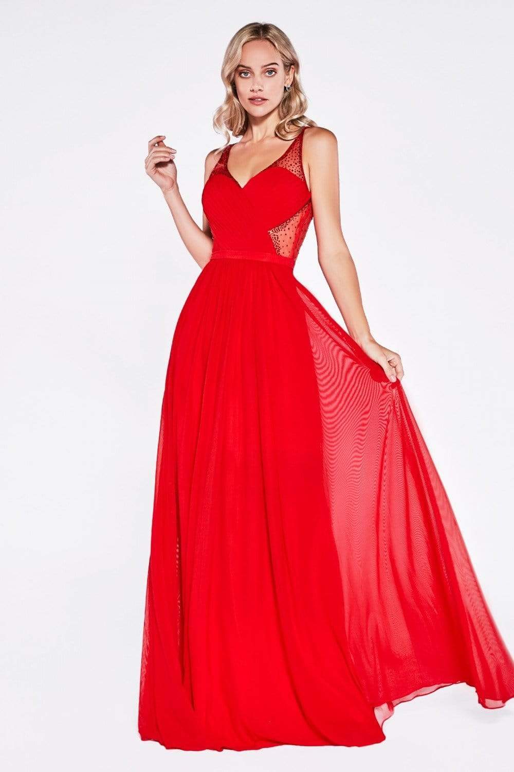 Cinderella Divine - Crisscrossed Ornate Illusion Panel Gown - detail view