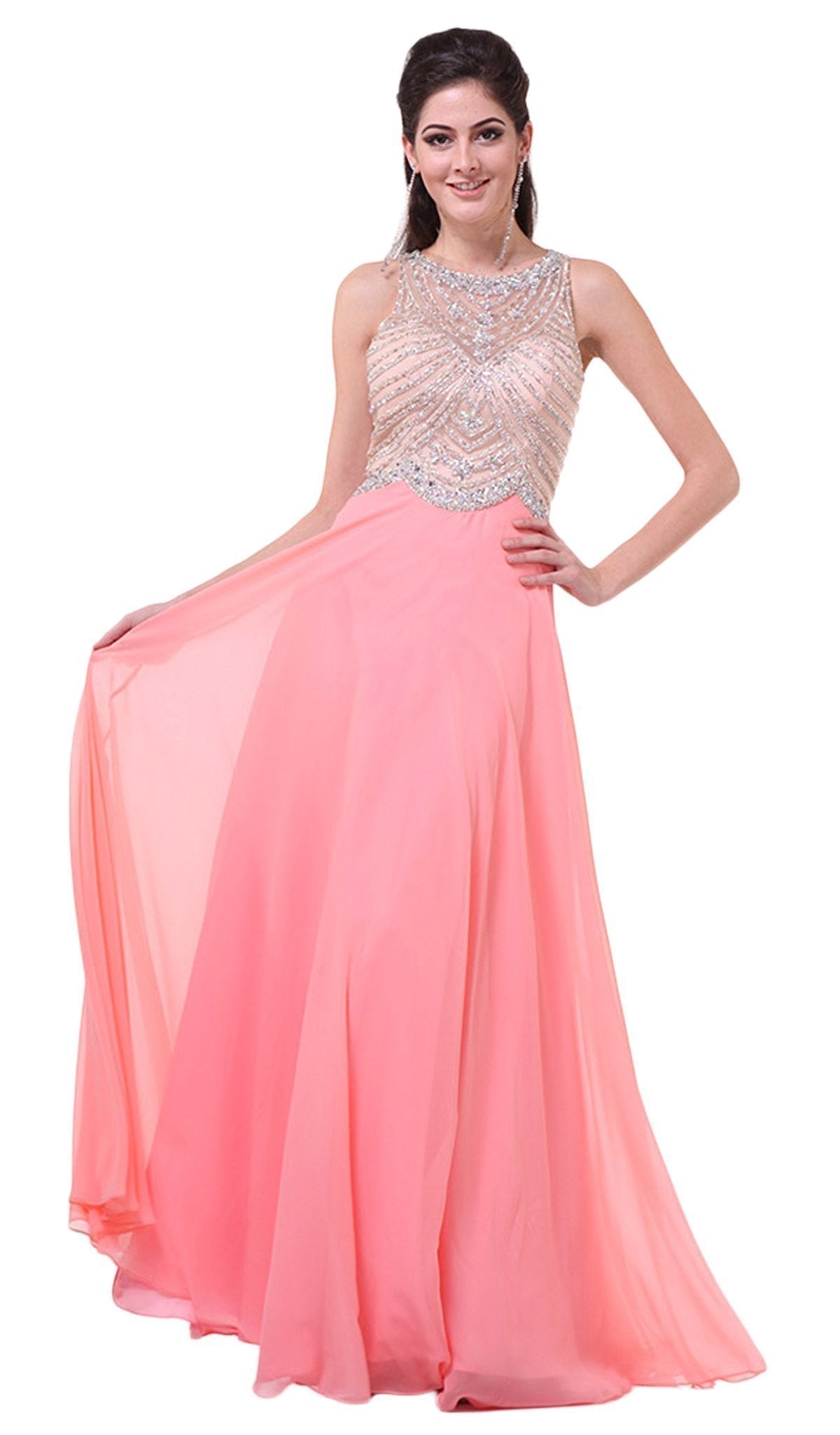 Cinderella Divine - Crystal Embellished A-Line Evening Gown - Silhouette Dresses
