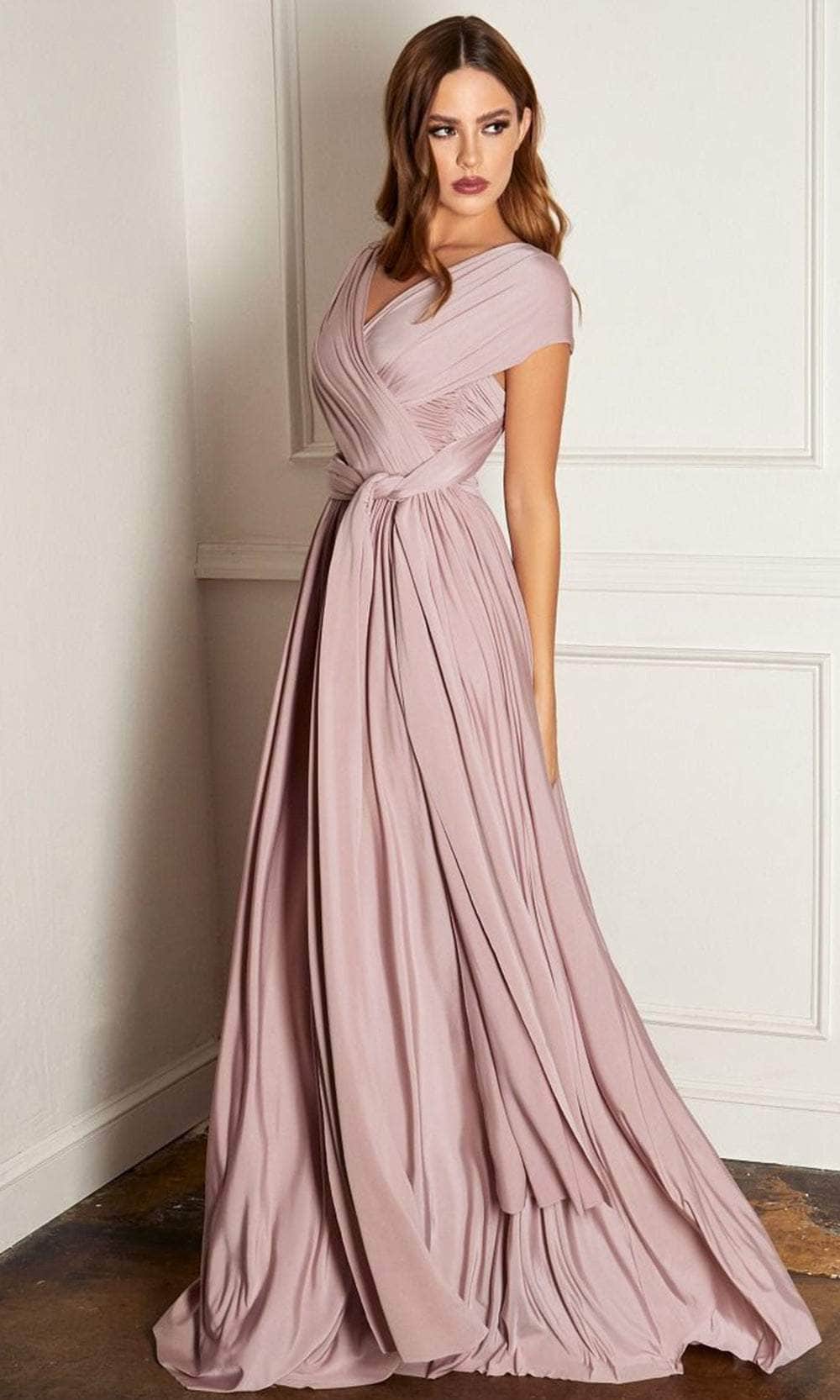 Cinderella Divine CV01 - Ruched V-Neck Evening Gown - view 5