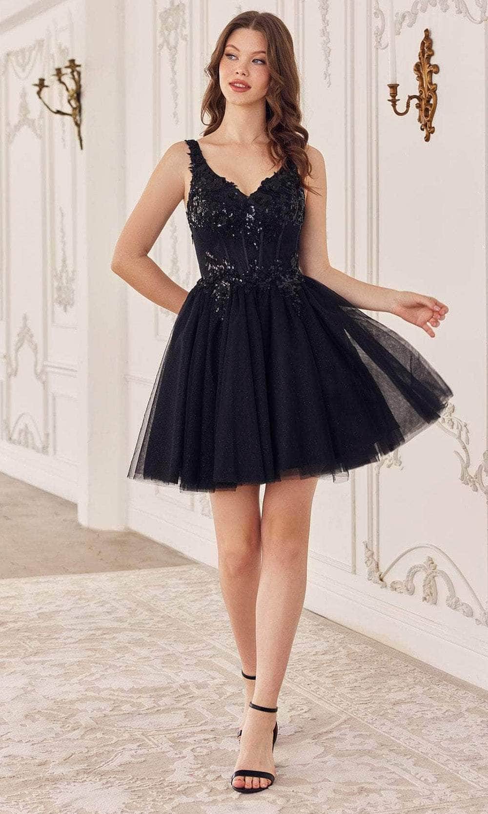 Cinderella Divine CY019 - Applique Corset Style Cocktail Dress - Silhouette Dresses