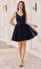 Cinderella Divine CY019 - Applique Corset Style Cocktail Dress - Silhouette Dresses