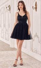 Cinderella Divine CY022 - Glitter Embellished Tulle Cocktail Dress - Silhouette Dresses
