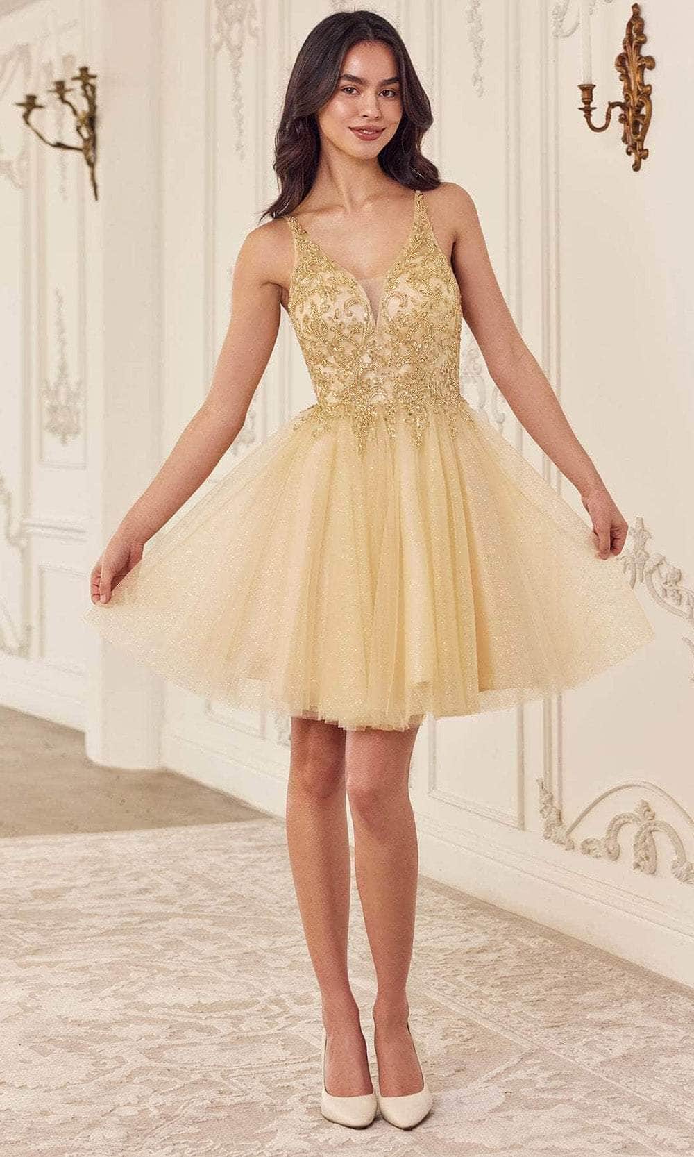Cinderella Divine CY022 - Glitter Embellished Tulle Cocktail Dress - view 4