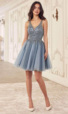 Cinderella Divine CY022 - Glitter Embellished Tulle Cocktail Dress - back view