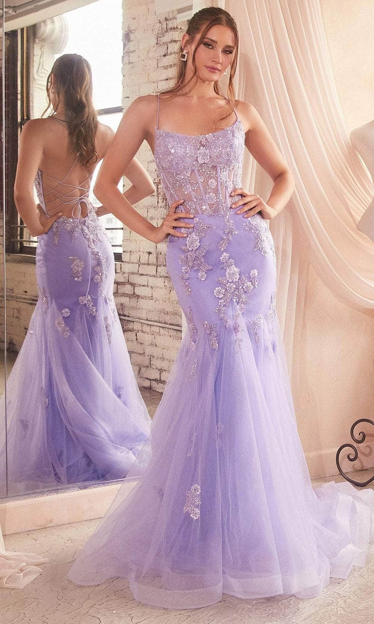 Cinderella Divine D145 - Floral Embellished Trumpet Dress