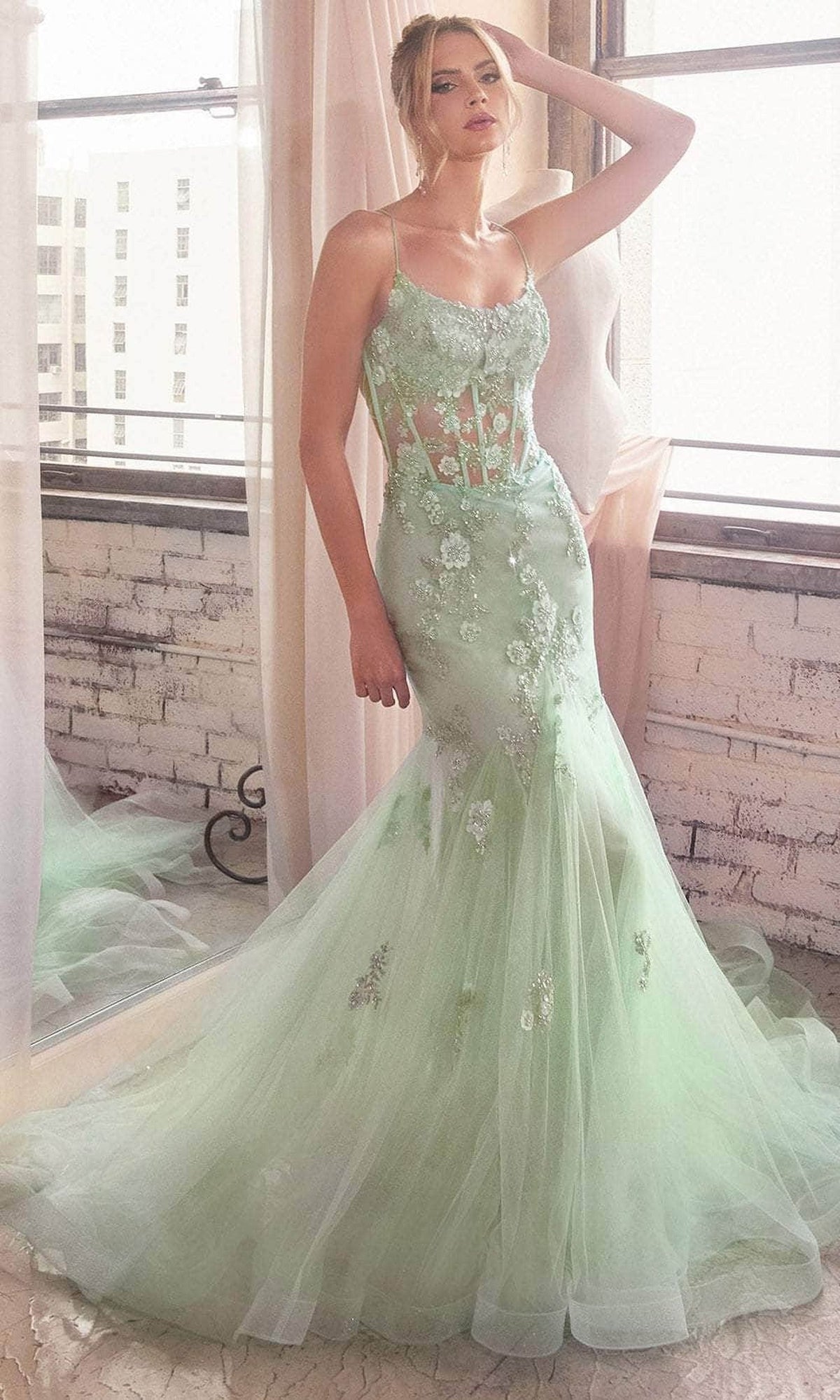 Cinderella Divine D145 - Floral Embellished Trumpet Dress