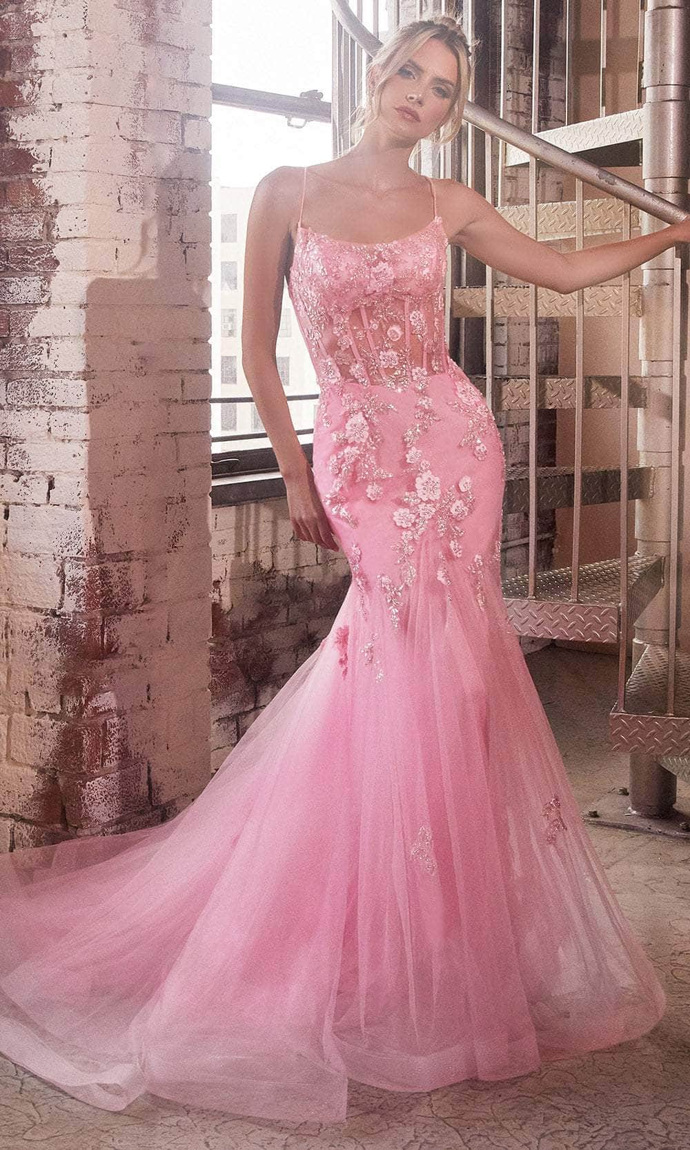 Cinderella Divine D145 - Floral Embellished Trumpet Dress - view 6